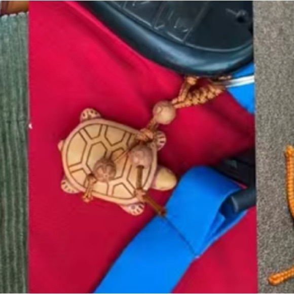 Polyresin Carved Brown Turtle Keychain - Picture 6 of 6